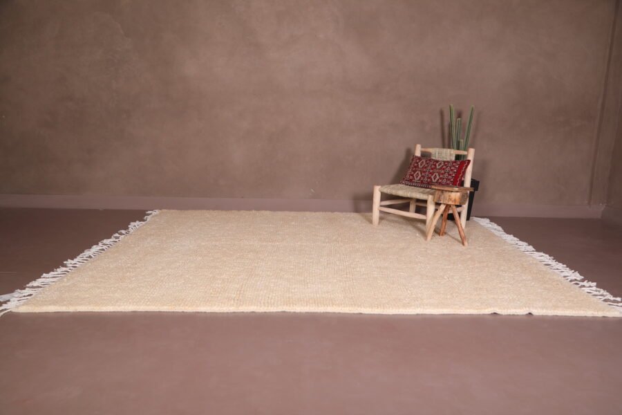 Moroccan Solid rug - Custom Cream rug - Handmade Berber rug - Image 4