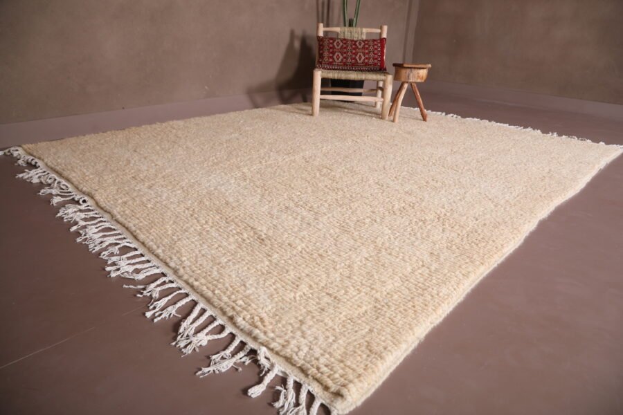 Moroccan Solid rug - Custom Cream rug - Handmade Berber rug - Image 5